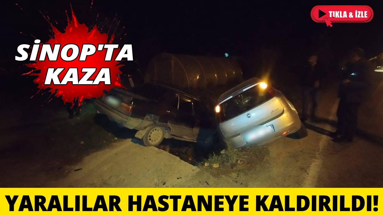 Sinop'ta kontrolden çıkan araçlar su kanalına düştü