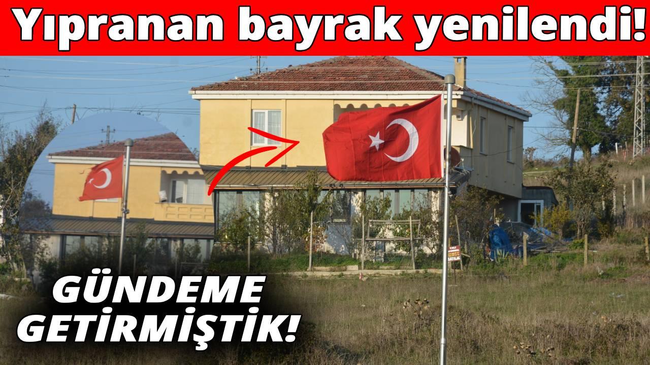 Sinop'ta yıpranan Türk bayrağı yenilendi