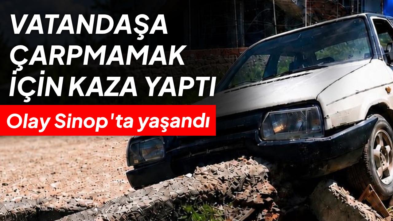 Freni patlayan aracı betona kırdı: Faciadan dönüldü