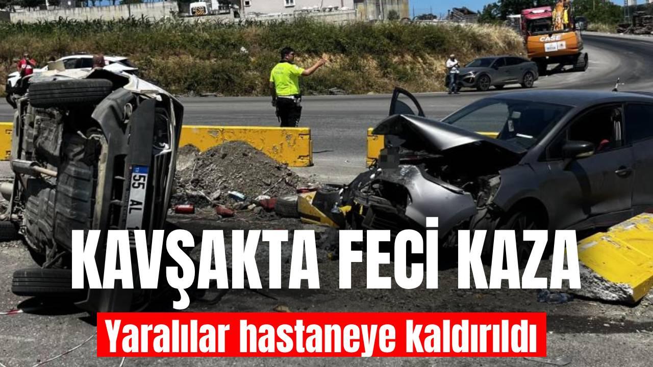 Kavşakta iki otomobil çarpıştı: 3 yaralı
