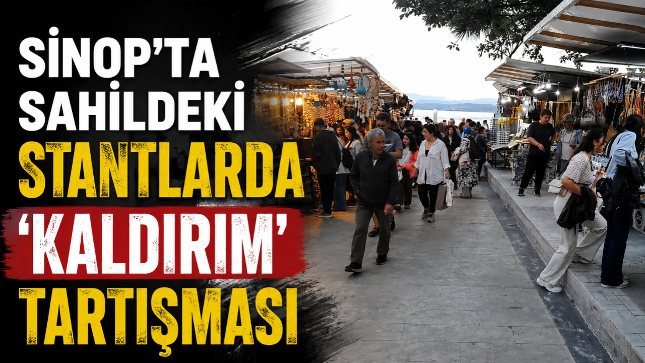 Sinop Sahili'nde stantların önündeki kaldırım farkı tartışma yarattı