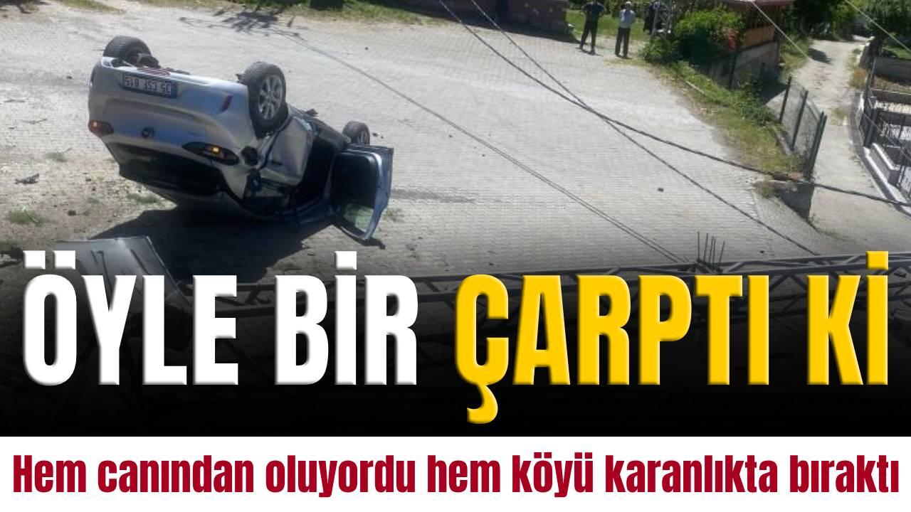 Takla atan otomobil aydınlatma direğine çarptı: 1 yaralı