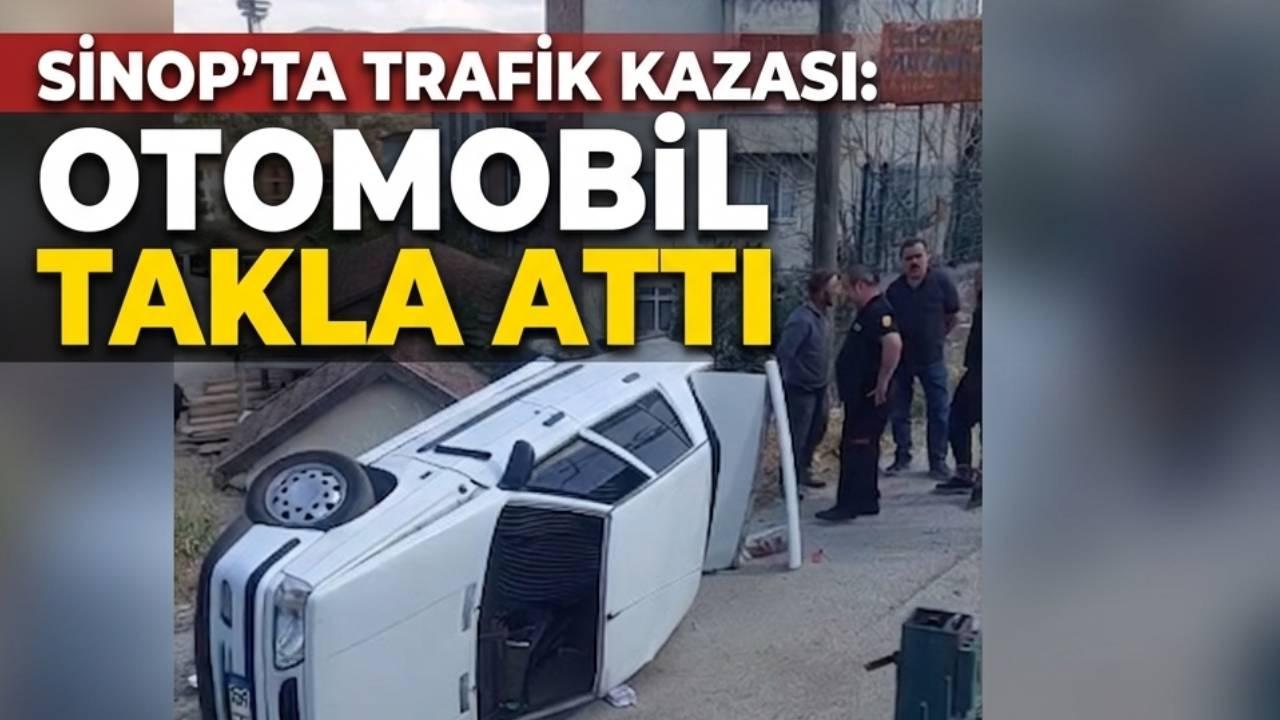 Virajda kontrolden çıkan otomobil takla attı