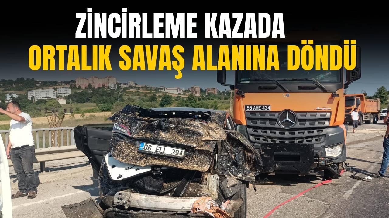 8 aracın karıştığı kazada 2 kişi yaralandı