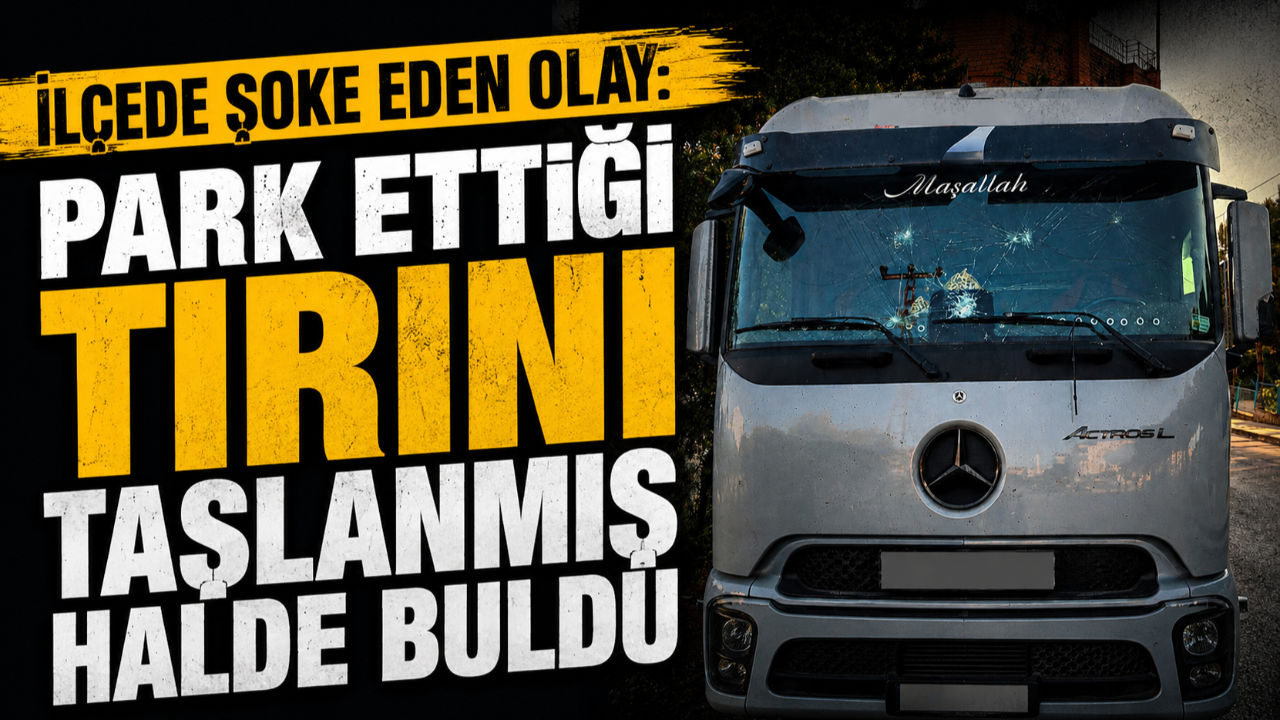 Gerze’de park halindeki tıra taşlı saldırı: Polis soruşturma başlattı
