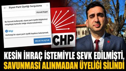 Görevden alınan CHP Sinop İl Başkanı Yalçınkaya’nın üyeliği sonlandırıldı