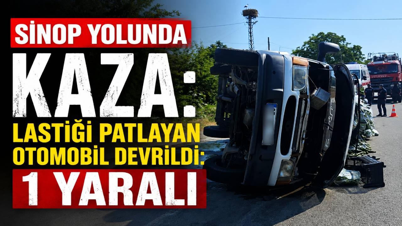 Lastiği patlayan otomobil devrildi: 1 yaralı