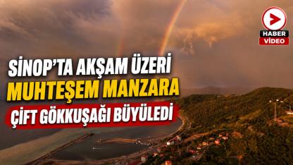 Sinop'ta akşam üzeri muhteşem ötesi olay: Çift çıkan gökkuşağı görenleri büyüledi