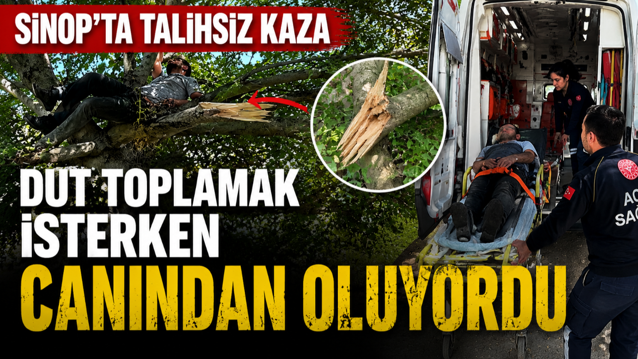 Sinop’ta dut ağacından düşen genç hastanelik oldu