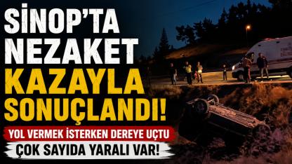 Sinop'ta korkutan kaza: Araç dere yatağına yuvarlandı!